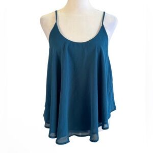 CY USA Blue Flowy Chiffon Tank Top